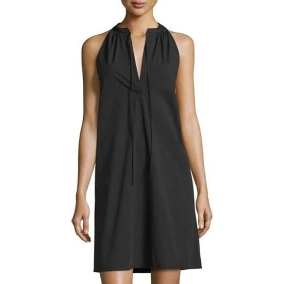 THEORY Nallane Light Poplin Mini Dress in Black Sz 6 - Picture 1 of 5